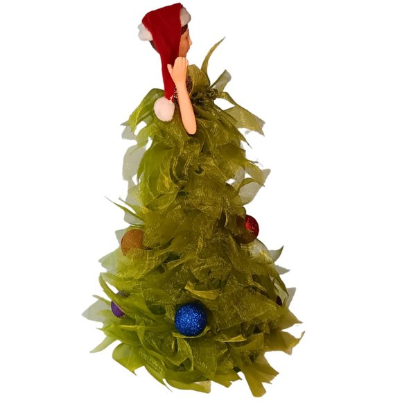 Vintage Lady in Christmas Tree Ribbon Dress Figurine - Picture 4 of 10